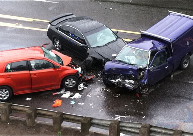 One person died in this three-car crash. (KATU News photo)